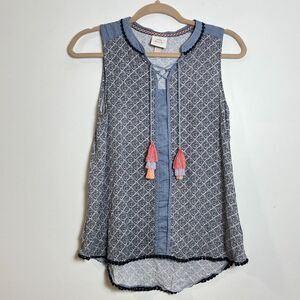 Knox Rose Sleeveless Tassel Blouse V-Neck Casual Womens S Lightweight Tank Top